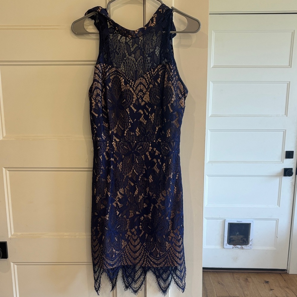 Elegant Navy Lace Dress